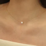 Collier rond en acier inoxydable plaqué or pour femmes, breloque minimaliste en Zircon, chaîne Anti-ternissement, pierre Cz transparente, bijoux pour femmes