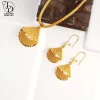 as00005 élégant 24k plaqué or femmes mode géométrique petit collier boucles d'oreilles mode creux ensemble clavicule chaîne crochets d'oreille
