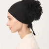 femmes hijabs turban grande fleur tissu élastique bandes de cheveux chapeau bonnet dames musulman solide perte de cheveux écharpe casquette cheveux accessoires