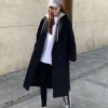 faux mélange de deux pièces à capuche pour femmes, optique tout match, chaud, style long, mode étudiante coréenne, décontracté, hiver