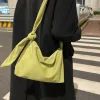 Sac à Main à Bandoulière Noir pour Femme et Fille, Sacoche Décontractée, Solide, Simple, à Bretelles Nouées, Fourre-Tout