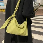 Sac à Main à Bandoulière Noir pour Femme et Fille, Sacoche Décontractée, Solide, Simple, à Bretelles Nouées, Fourre-Tout