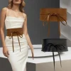 Ceinture Boho en Faux cuir pour femmes, avec nœud papillon, Style Obi, ceinture cintrée, noire, marron, large