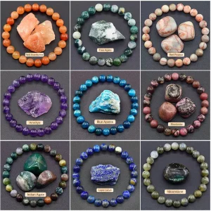 Bracelet en pierre Original pour femmes et hommes, tendance, en Apatite bleue, perles, pierres précieuses, scène du patron, cadeaux d&rsquo;appréciation des employés