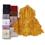 Strass Jersey Hijab pour femmes or croix diamant Double couture musulman foulard doux respirant Jersey Wrap Eid Ramadan