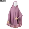 abayas musulmanes couverture complète femmes colthes couleur unie intérieur hijab long châle premium coton chanvre hijab ramadan prière femmes robe