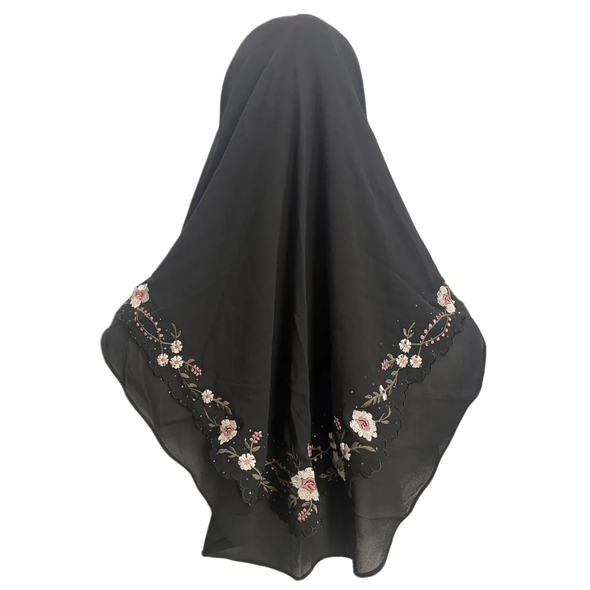 Écharpe turban musulmane pour femmes arabes, broderie florale, hijab instantané direct, eid ramadan, prière islamique shayla tiens imar