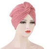 mode musulmane imitation cachemire turban casquettes pour femmes style bohème hijab casquettes indien chapeau couleur unie dames bonnet tricoté