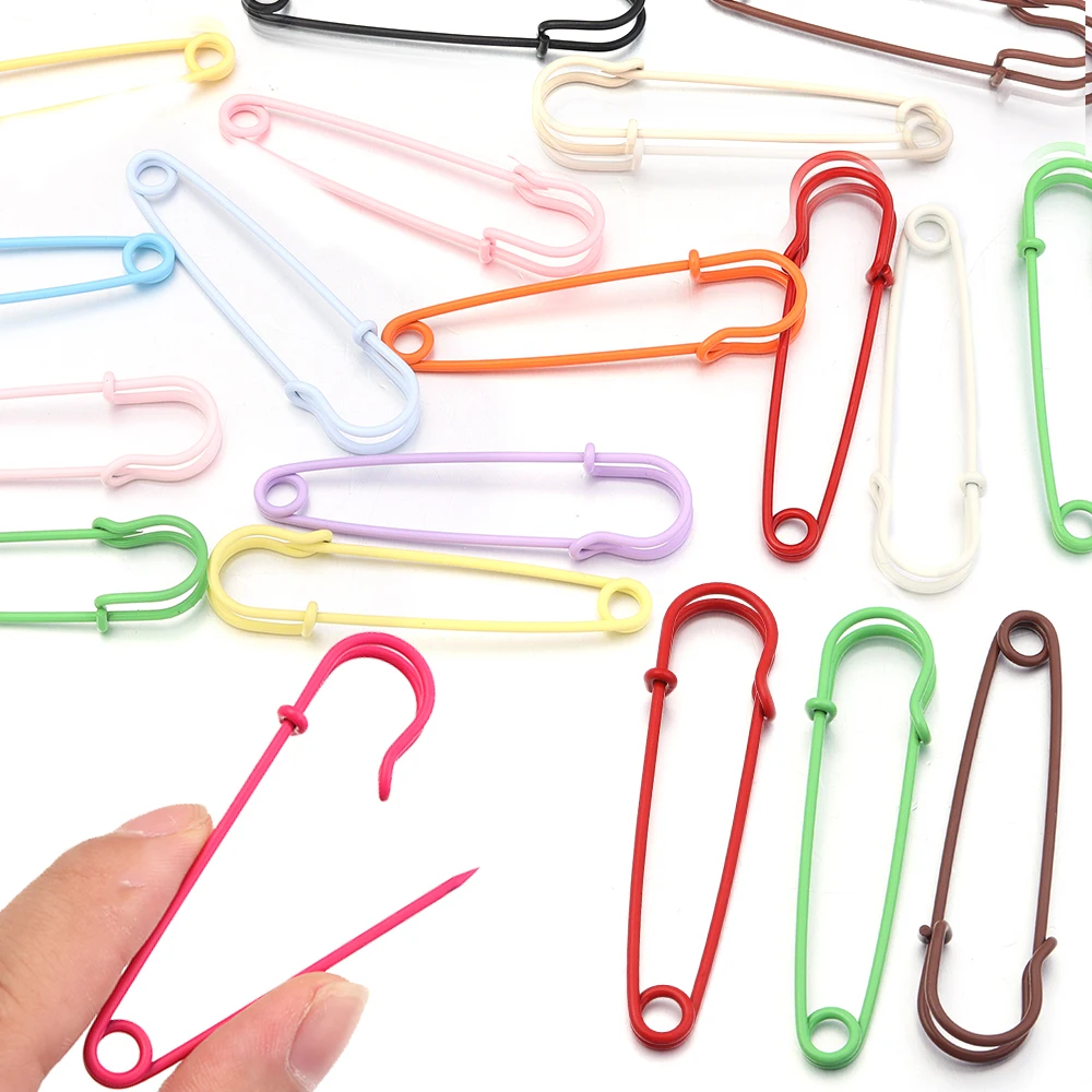Épingles de sûreté 64x15mm, 10 pièces/lot, broche colorée en métal et fer, épingles à coudre pour la fabrication de bijoux, attaches pour vêtements, accessoires de décoration