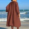 maillot de bain modeste burkini musulman tout couvert maillots de bain amples pour femmes couleur unie robe à manches longues et onesie maillots de bain avec hijab