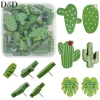 30 pièces/boîte punaises en bois mignon feuille de palmier punaise Cactus punaises décoratives pour panneau de liège Photos cartes murales