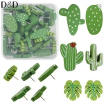 30 pièces/boîte punaises en bois mignon feuille de palmier punaise Cactus punaises décoratives pour panneau de liège Photos cartes murales