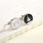 Lèvent de manchette de mariage de style français, alliage de peinture rond, mancommuniste polyvalentes imbibées, cadeaux de couple classiques, boutons de manche de marié, mode, N64