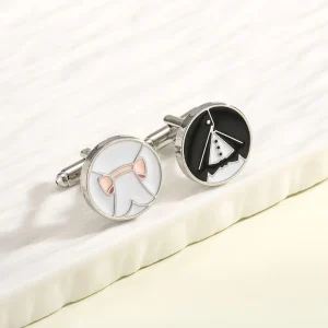 Lèvent de manchette de mariage de style français, alliage de peinture rond, mancommuniste polyvalentes imbibées, cadeaux de couple classiques, boutons de manche de marié, mode, N64