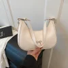 sac à bandoulière simple pour femmes, style coréen avec décoration d'arc, sac à la mode en forme de croissant pour les déplacements décontractés