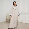 2025 musulman nouvelle mode arabe femmes élégant ample décontracté à la mode col rabattu cardigan abaya femme jalabiya vêtements manteaux