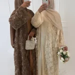 Eid femmes Abaya musulman Cardigan Robe perles fleur Jalabiya Ramadan robes Largos Islam arabe longue Robe maroc caftan 2026