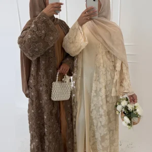 Eid femmes Abaya musulman Cardigan Robe perles fleur Jalabiya Ramadan robes Largos Islam arabe longue Robe maroc caftan 2026 Eid femmes Abaya musulman Cardigan Robe perles fleur Jalabiya Ramadan robes Largos Islam arabe longue Robe maroc caftan 2026
