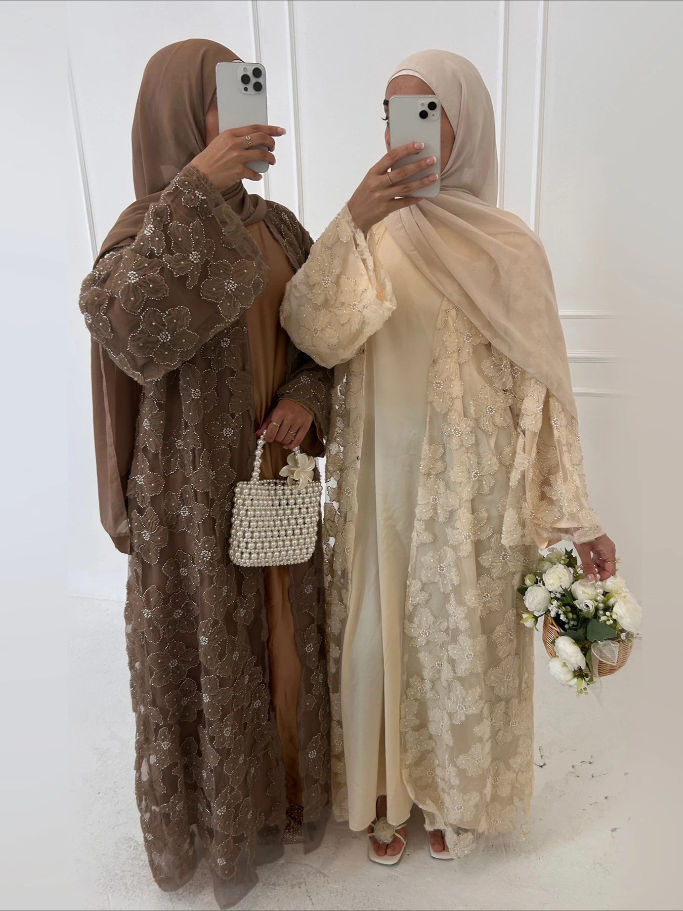 Eid femmes Abaya musulman Cardigan Robe perles fleur Jalabiya Ramadan robes Largos Islam arabe longue Robe maroc caftan 2026 Eid femmes Abaya musulman Cardigan Robe perles fleur Jalabiya Ramadan robes Largos Islam arabe longue Robe maroc caftan 2026