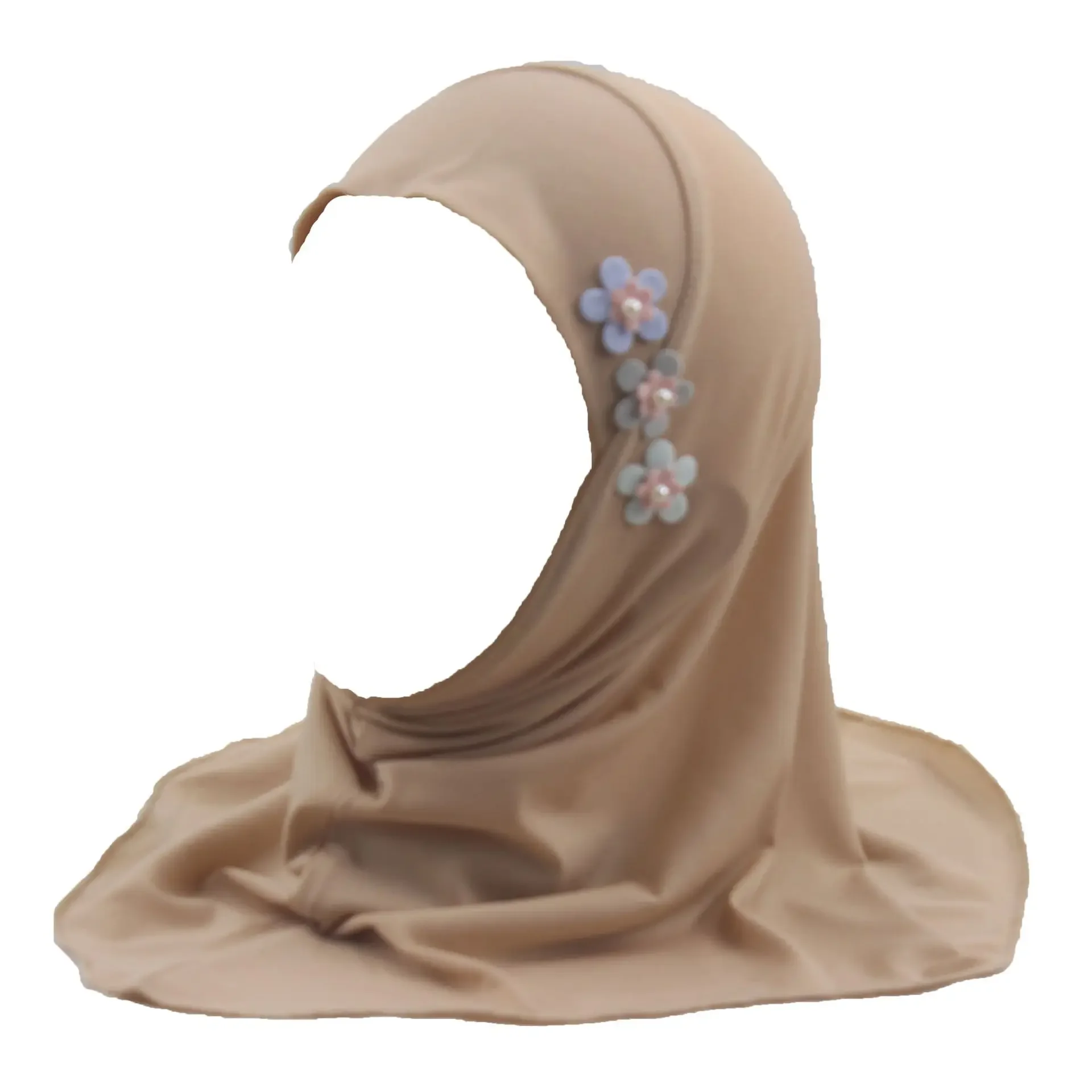 Écharpe de sauna islamique pour enfants, hijab pour filles musulmanes, châles arabes aléatoires, couverture complète, casquettes turban, document de fleurs, ramadan, eid amira
