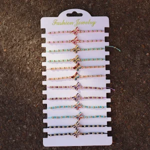 Bracelet Papillon Tissé à la Main pour Femme, Chaîne Ajustable, Accessoire de Loisirs, Bohème, Économique, Vente en Gros, 12 Pièces/Douzaine
