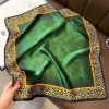 marque de luxe femmes imprimé léopard carré hijab écharpe doux satin soie semblable petit cou écharpe élégant décontracté foulard