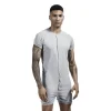 mode hommes sport maillot de corps loisirs maison une pièce maillot de corps t shirt sexy hommes pyjama ensembles à manches courtes combinaison shorts
