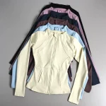 Nouveaux vêtements de yoga pour femmes, vestes de yoga polyvalentes à manches longues pour course à pied, fitness, amincissants, hauts de sport d&rsquo;entraînement, vestes