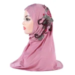 H317 belles filles musulmanes Hijab avec dentelle broderie islamique écharpe châle foulard chapeau armia tirer sur envelopper ramadan cadeau