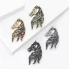 broches tête de cheval en émail strass pour femmes, broches d'animaux unisexes, porte clés, cadeaux de fête, bijoux, accessoire de décoration