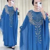 abaya musulman robes pour femmes col rond perles caftan robe de prière islamique afrique robe en mousseline de soie robe de soirée de vacances en vrac