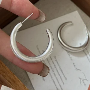 Boucles d&rsquo;oreilles rondes géométriques en argent Sterling 925 pour femmes, bijoux tendance pour filles, cadeau de fête de mariage