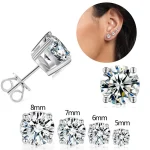 3-8mm 1 paire de boucles d&rsquo;oreilles rondes en diamant argent mode décontracté hommes femmes Simple clou d&rsquo;oreille pour fête cadeau de pierres précieuses