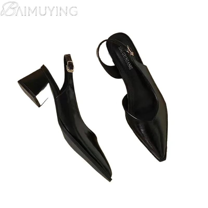 sandales à talons hauts pour femmes, chaussures sexy à bout pointu, chaussures épaisses élégantes, pantoufles d'été de styliste, escarpins de fête, nouvelle collection 2025