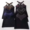 camisole incrustée de strass pour femme, sexy, artificiel astique, mode, motif coloré, automne, hiver, chaud, haute qualité, all match glanew
