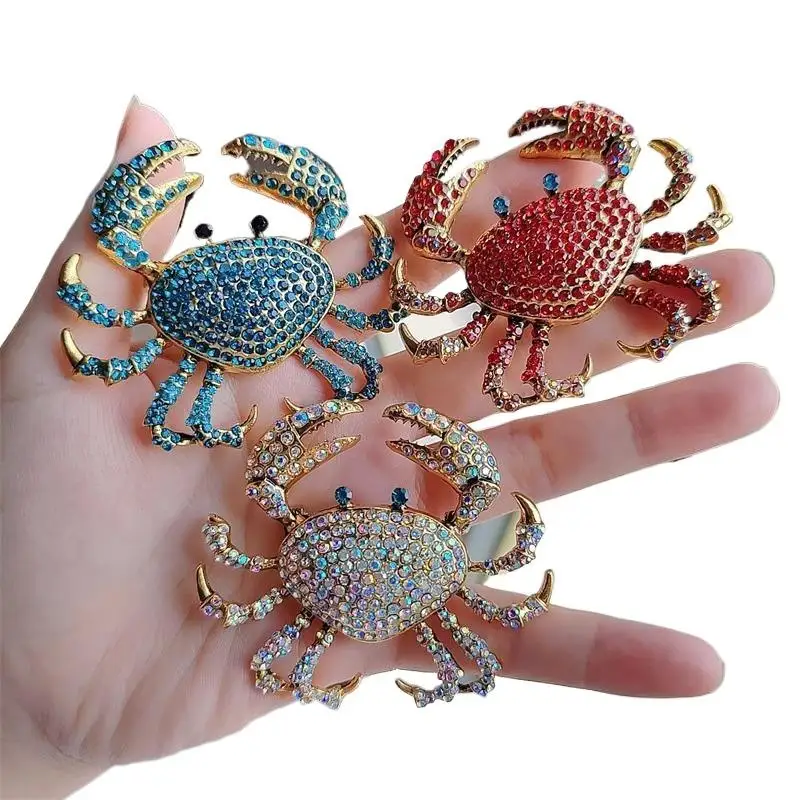 broche crabe en strass personnalisée, animal créatif, pour costume pour femme, manteau, vacances, banquet, vêtements, accessoires, cadeaux