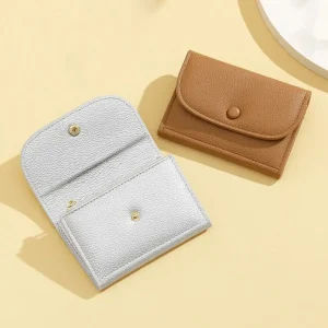 Porte-monnaie élégant en Grain litchi, pochette courte avec fermeture éclair pour femmes, portefeuille court multifonction Ultra fin, porte-cartes en cuir PU