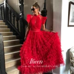 Aileen rouge élégant luxe robes de soirée pour Occasions spéciales multicouche personnalisé a-ligne femmes robe de soirée femme fête