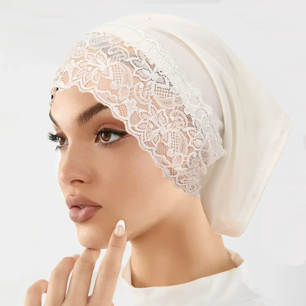 nouveau moyen orient hijab chapeau femmes musulmanes couleur unie simple pull chapeau malaisien dentelle tube mode tendance