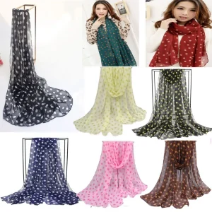 Châle doux à pois pour femme, écharpe hijab, bandeau de sauna, bandeau de la présidence