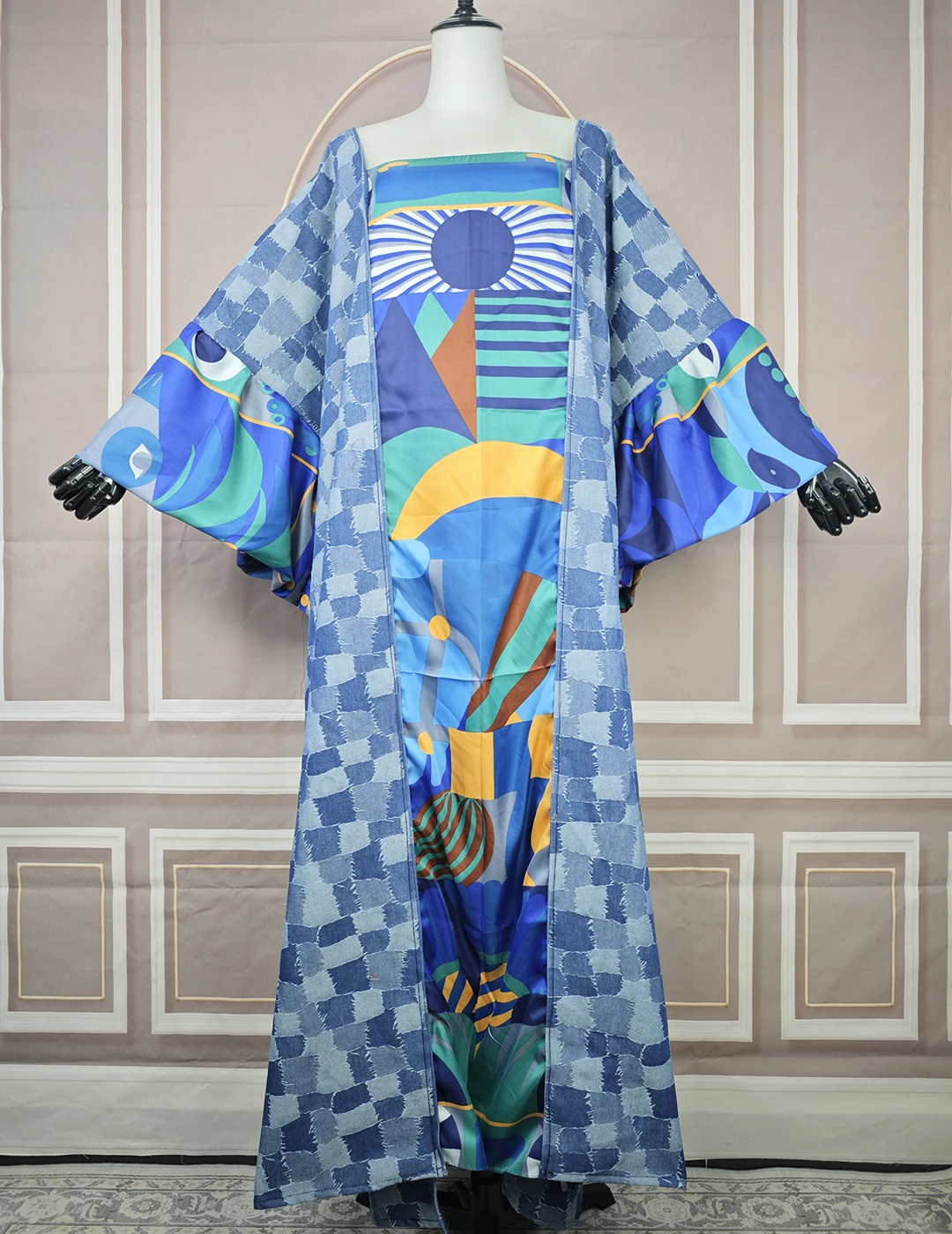 robe caftan en denim à manches volantées pour femmes, mode africaine, décontracté, europe, haute qualité, adt, longue abaya, printemps, offre spéciale, nouveau