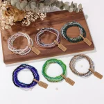 Ensemble de 4 pièces de perles de verre à facettes, Bracelet extensible pour femmes et hommes, perles de cristal, corde élastique multicolore, bijoux faits à la main