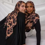 Mode imprimé Animal Hijab écharpe Modal longue foulard large bord Bandana enveloppes châle fête