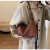 sac à main en velours pour femmes, sac à bandoulière en daim, sacs à bandoulière décontractés de luxe de styliste, pochette hobo en croissant pour dames
