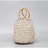 sac à main tissé en perles de bois fait à la main, sac seau creux vintage à double poignée en bambou d'été, pochette de transport de grande capacité pour femmes