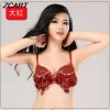haut de danse du ventre à paillettes scintillantes pour femmes, bustier de luxe scintillant, soutien gorge à perles brillantes, vêtements de danse pour performance d'état