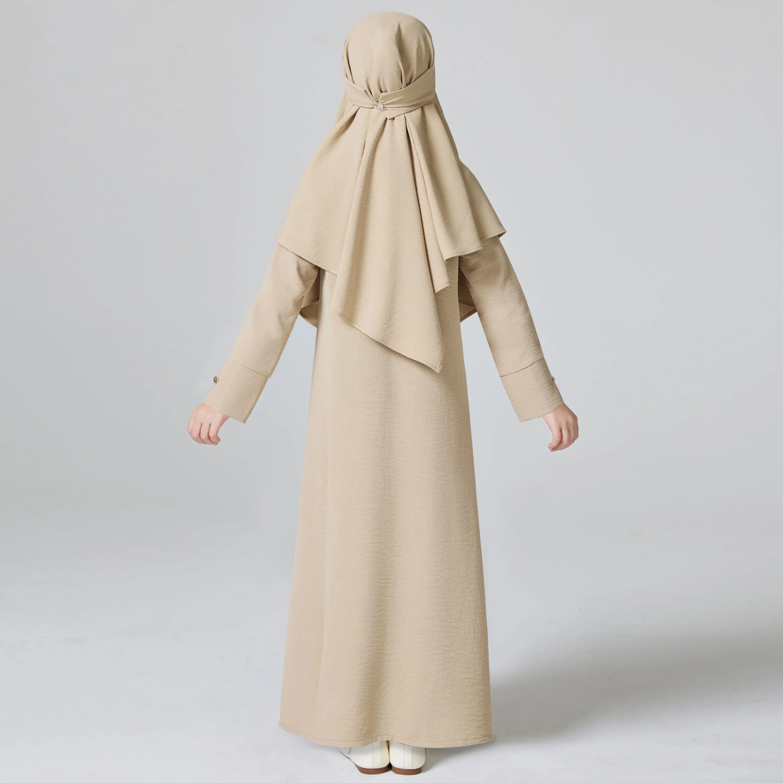 abaya ramadan kebaya filles 2 pièces tenues musulmanes, robe à manches longues + ensemble hijab, enfants abayas filles dubaï khimar