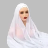 hijab instantané en mousseline de soie avec aimants intégrés femme musulmane hijab couleur unie facile à porter châle enveloppement avec foulard famme sous capuchon