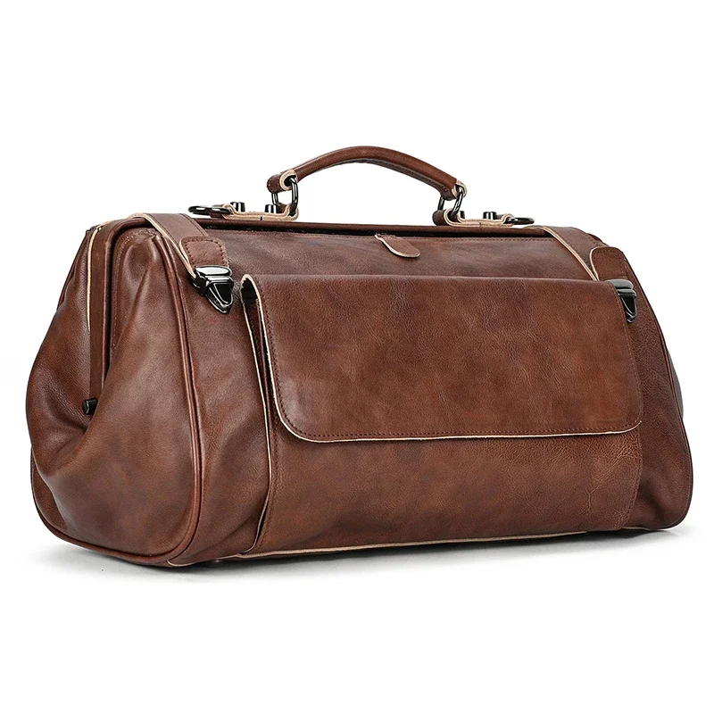 Sacs à main de luxe en cuir véritable pour hommes, sacs de sport pour vols d'affaires, sac de voyage de 45cm de styliste en cuir véritable