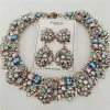 2025 nouveau indien ethnique cristal strass collier boucles d&rsquo;oreilles femmes mariage mariée bijoux ensembles déclaration grand collier ras du cou